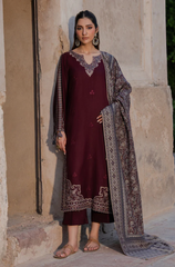 Jazmin- Winter 3PC Dhanak Embroidered Suit - BFB0544
