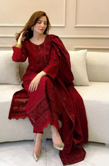 Zara Shahjahan - Winter 3PC Dhanak Embroidered Suit - BFB0529