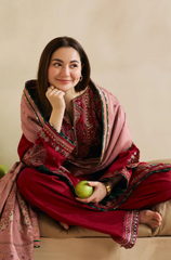 Coco By Zara Shahjahn - Winter 3PC Dhanak Embroidered Suit - BFB0179