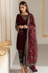 Asim Jofa -Winter 3PC Velvet Embroidered Suit - BFB0552