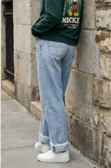 Vintage Wash Relaxed Fit Ladies Denim - Soft Blue - BFJ004