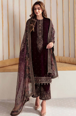 JAZMIN - Winter 3PC Velvet Embroidered Suit - BFB0465