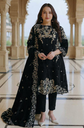 Boraque -Winter 3PC Velvet Embroidered Suit - BFB0569