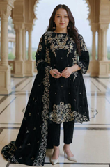 Boraque -Winter 3PC Velvet Embroidered Suit - BFB0569