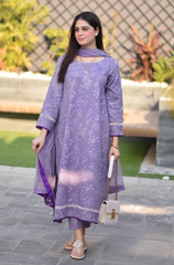Breeze- Winter 3PC Dhanak Embroidered Suit - BFU0105