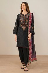 Jazmin - Winter 3PC Dhanak Embroidered Suit - BFU0109