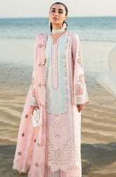 QALAMKAR - 3PC Lawn Chikankari Embroidered Shirt with Chiffon Embroidered Dupatta and Trouser- BFB0650