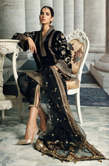 Asim Jofa -Winter 3PC Velvet Embroidered Suit - BFB0553