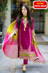 Omal By Komal - 3PC Lawn Embroidered Dress - BFC0003