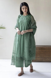 DYOT - 3PC Lawn Embroidered Shirt with Organza Embroidered Dupatta and Trouser- BFU0002