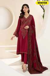 Maria B - Winter 3PC Dhanak Embroidered Suit - BFB0217