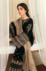 Boraque -Winter 3PC Velvet Embroidered Suit - BFB0400