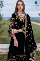 Asim Jofa -Winter 3PC Velvet Embroidered Suit - BFB0555