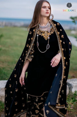 Asim Jofa -Winter 3PC Velvet Embroidered Suit - BFB0555