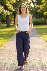 Signature Baggy High-Waist Denim - Navy Blue - BFJ006