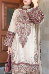 Maria .B. - Winter 3PC Dhanak Chickenkari Embroidered Suit - BFB0457
