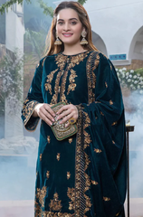 Boraque - Winter 3PC Velvet Embroidered Suit - BFB0168