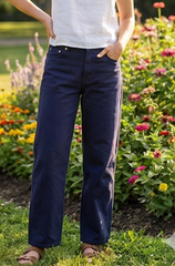 Signature Baggy High-Waist Denim - Navy Blue - BFJ006