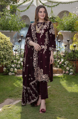 Boraque - Winter 3PC Velvet Embroidered Suit - BFB0169