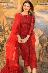 3PC Organza Embroidered Suit - BFB0105 - | BlueFery