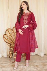 Asling - Winter 3PC Dhanak Embroidered Suit - BFB0412