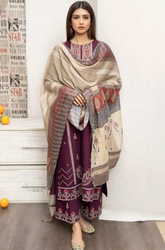 URGE - Winter 3PC Dhanak Embroidered Suit - BFB0494