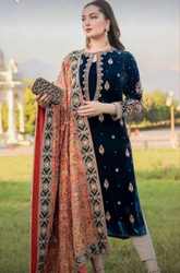 Winter 3PC Velvet Embroidered Suit - BFB0171