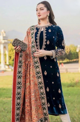 Winter 3PC Velvet Embroidered Suit - BFB0171