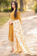 Maria .B. - Winter 3PC Dhanak Embroidered Suit - BFB0455