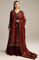 HUSSAIN REHAR - Winter 3PC Dhanak Embroidered Suit - BFB0462