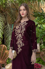 Jazmin - Winter 2PC Velvet Embroidered Suit - BFB0542