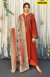 Urge - Winter 3PC Dhanak Embroidered Suit - BFU0025