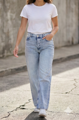 Trendy Baggy Style Women’s Jeans – Soft Blue - BFJ001