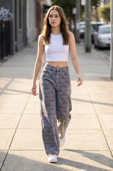 Relax Mode High-Rise Denim - Geometric -BFJ009