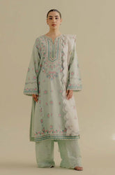 COCO BY ZARA SHAHJAHAN - 3PC Lawn Embroidered Shirt with Chiffon Printed Dupatta and Trouser - BFB0635