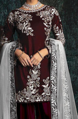 Boraque -Winter 3PC Velvet Embroidered Suit - BFB0559
