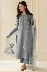 DYOT - 3PC Summer Lawn Embroidered Shirt with Organza Embroidered Dupatta and Trouser - BFB0796