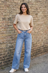 Everyday Comfort High-Rise Loose Jeans - Blue - BFJ010