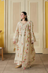 Maryam Hussain - 3PC Lawn Embroidered Shirt With Organza Embroidered Dupatta and Trouser - BFB0826