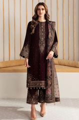 Jazmine - Winter 3PC Velvet Embroidered Suit - BFB0174