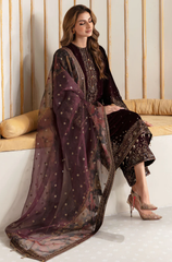 Jazmine - Winter 3PC Velvet Embroidered Suit - BFB0174