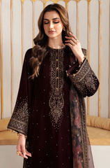 Jazmine - Winter 3PC Velvet Embroidered Suit - BFB0174