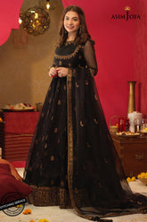 Asim Jofa - 3PC Organza Embroidered Frock with Organza Embroidered Dupatta and Trouser - BFS0015