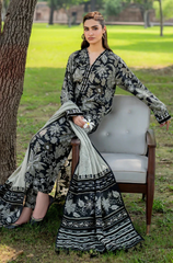 Boraque - Winter 3PC Khaddar Printed Suit - BFB0196