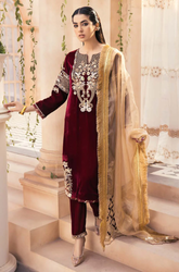 Winter 3PC Velvet Embroidered Suit - BFB0578
