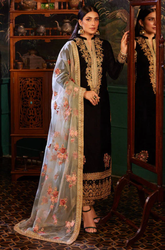 Barouqe - Winter 3PC Velvet Embroidered Suit - BFB0522