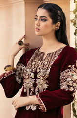 Winter 3PC Velvet Embroidered Suit - BFB0578