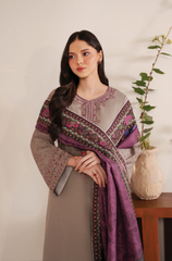 Garnet - Winter 3PC Dhanak Embroidered Suit - BFB0232