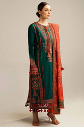 Hussain Rehar - Winter 3PC Dhanak Embroidered Suit - BFB0249
