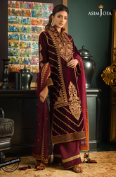 Asim Jofa -Winter 3PC Velvet Embroidered Suit - BFB0551